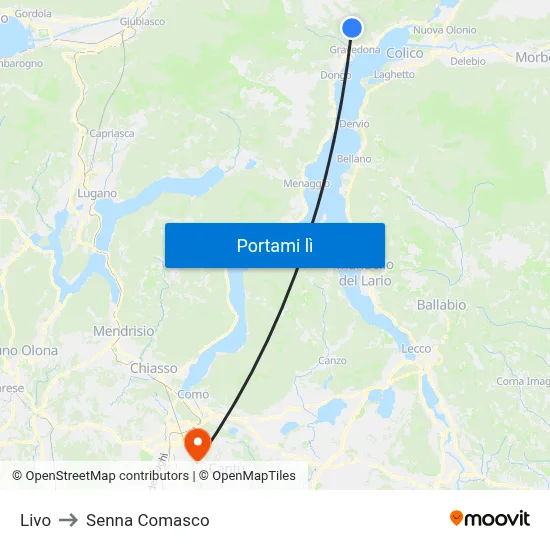 Livo to Senna Comasco map