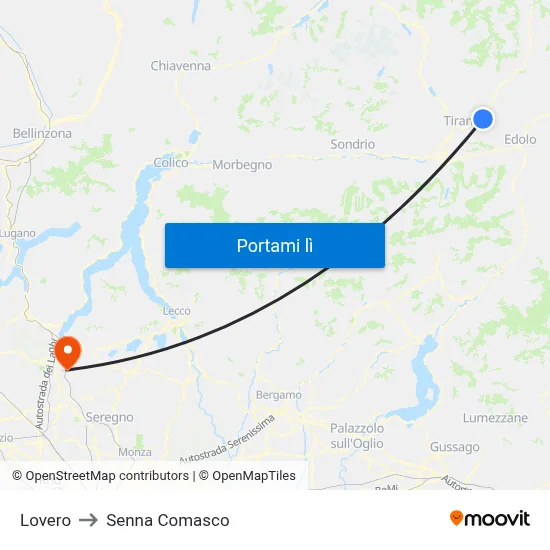 Lovero to Senna Comasco map