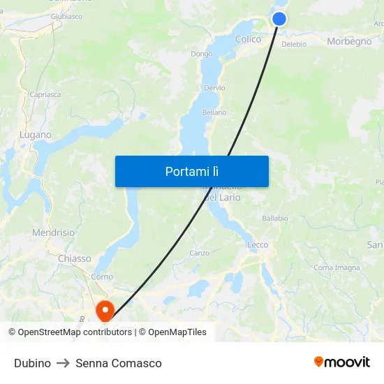 Dubino to Senna Comasco map