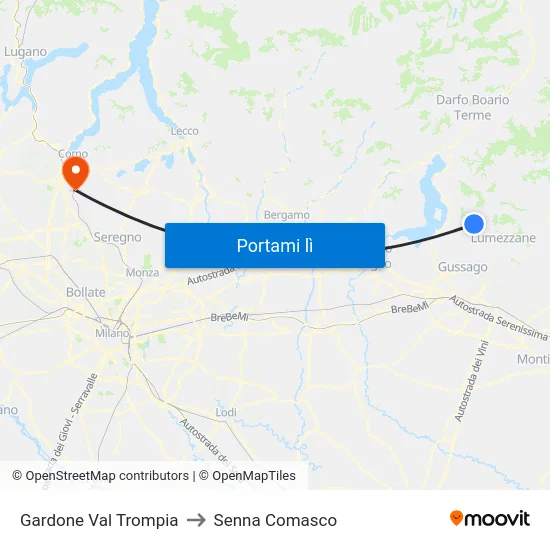 Gardone Val Trompia to Senna Comasco map