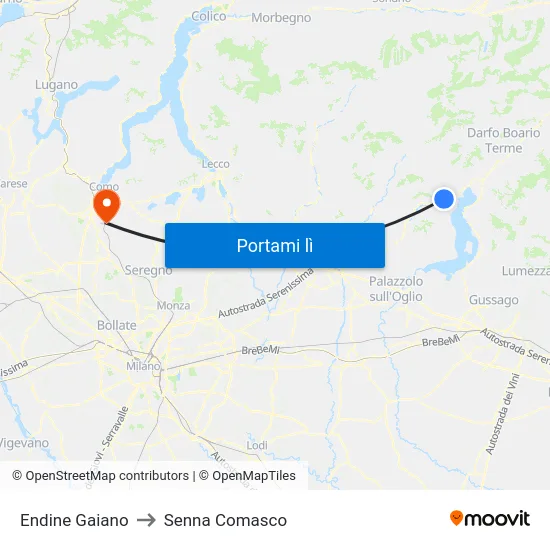 Endine Gaiano to Senna Comasco map