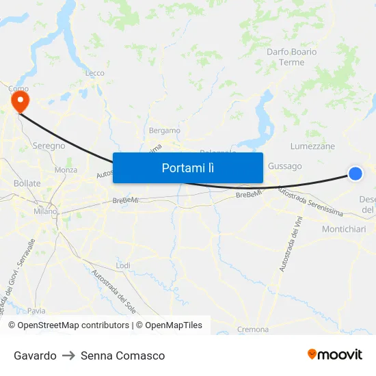 Gavardo to Senna Comasco map