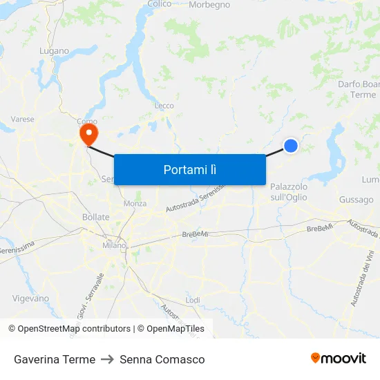 Gaverina Terme to Senna Comasco map