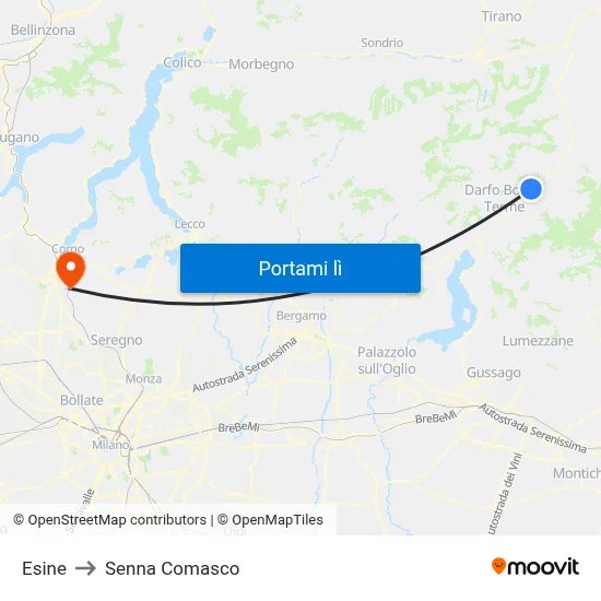Esine to Senna Comasco map