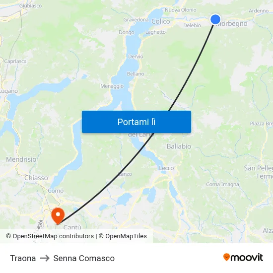 Traona to Senna Comasco map