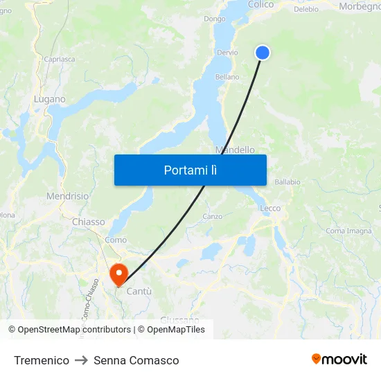 Tremenico to Senna Comasco map