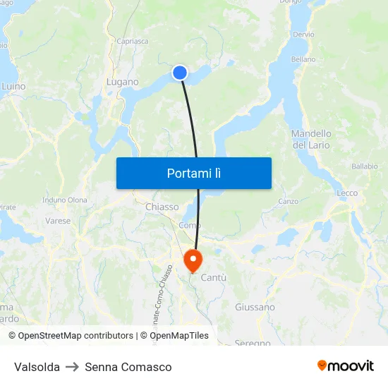 Valsolda to Senna Comasco map