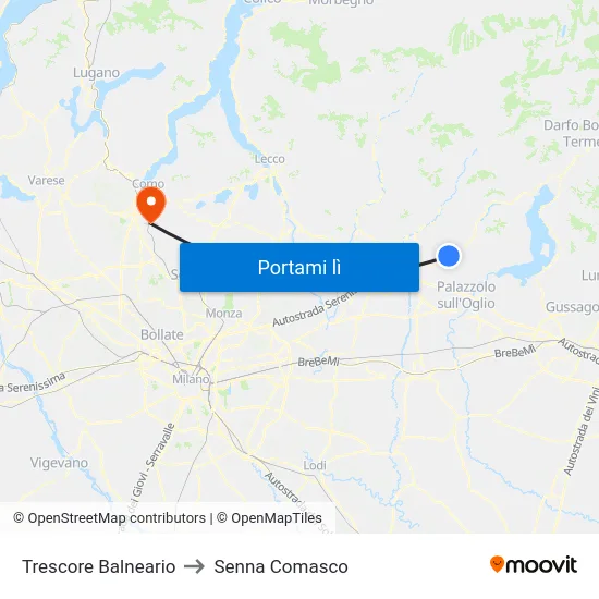Trescore Balneario to Senna Comasco map