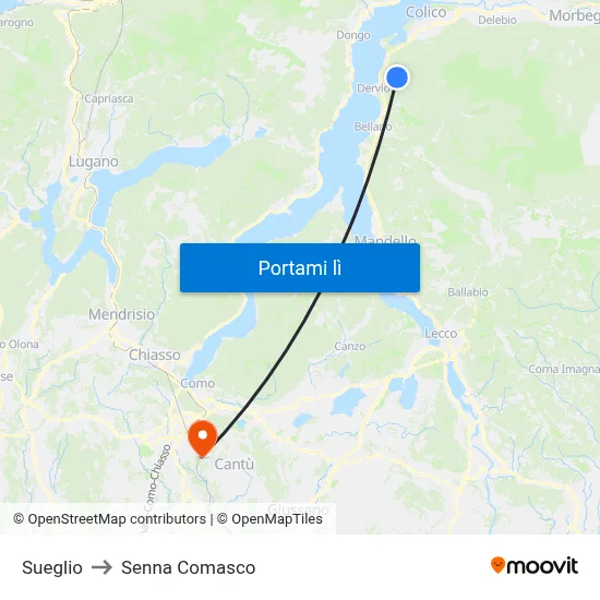 Sueglio to Senna Comasco map