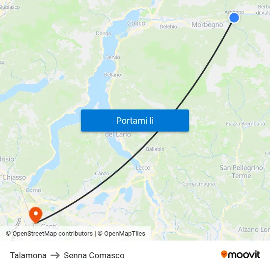 Talamona to Senna Comasco map