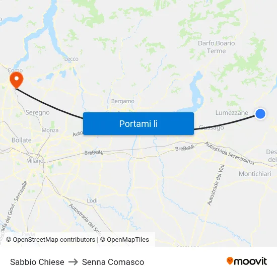 Sabbio Chiese to Senna Comasco map