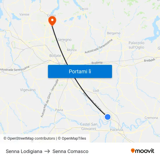 Senna Lodigiana to Senna Comasco map