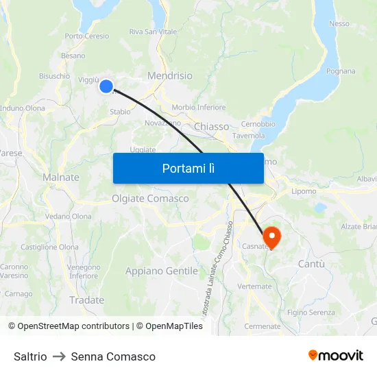 Saltrio to Senna Comasco map