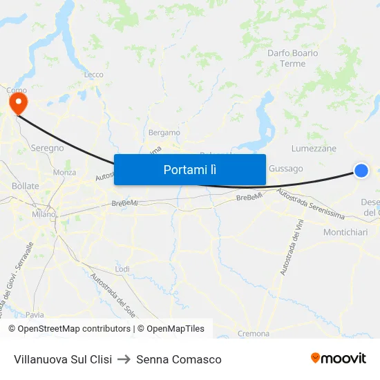 Villanuova Sul Clisi to Senna Comasco map