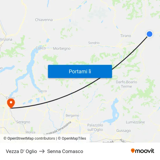 Vezza D' Oglio to Senna Comasco map