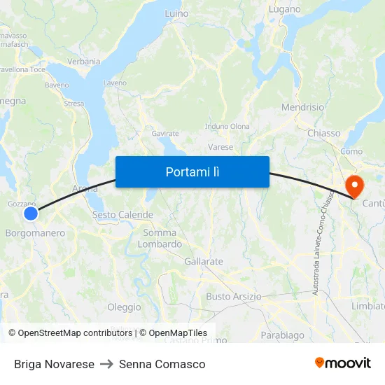 Briga Novarese to Senna Comasco map