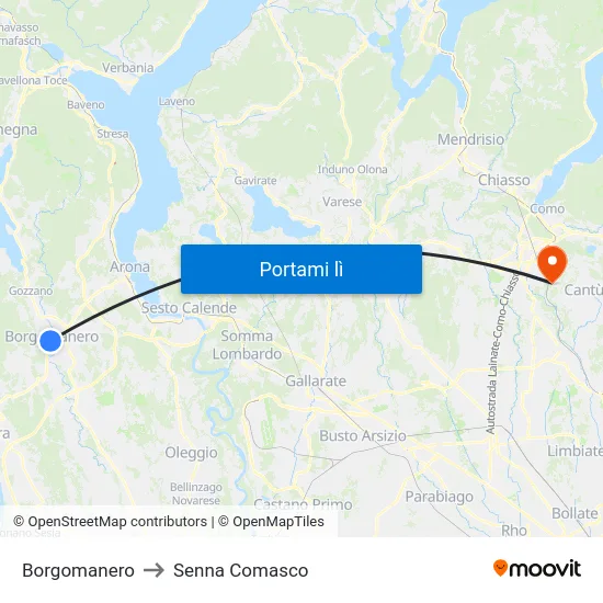 Borgomanero to Senna Comasco map