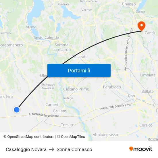 Casaleggio Novara to Senna Comasco map