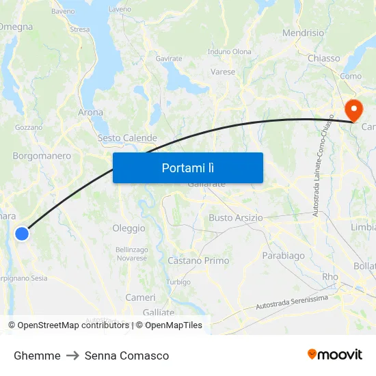 Ghemme to Senna Comasco map