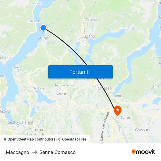 Maccagno to Senna Comasco map