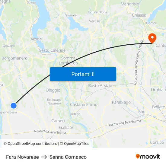 Fara Novarese to Senna Comasco map