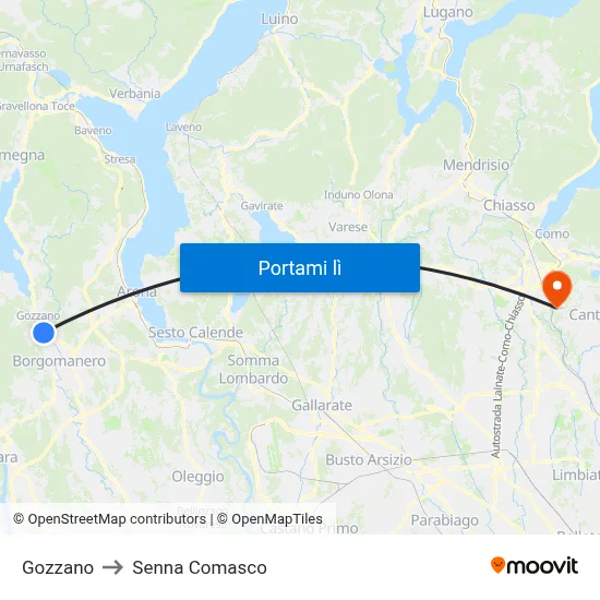 Gozzano to Senna Comasco map