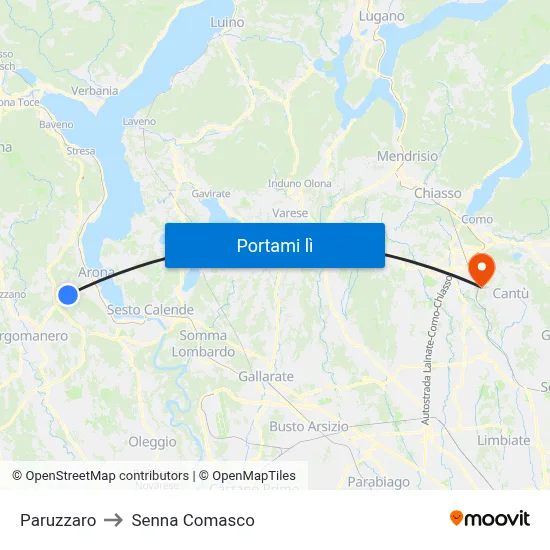 Paruzzaro to Senna Comasco map