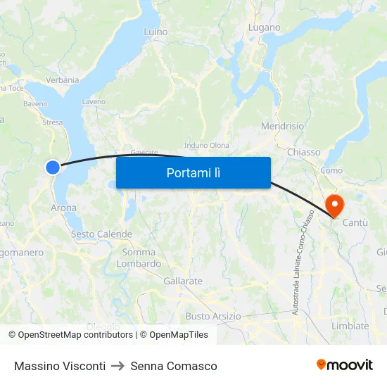 Massino Visconti to Senna Comasco map