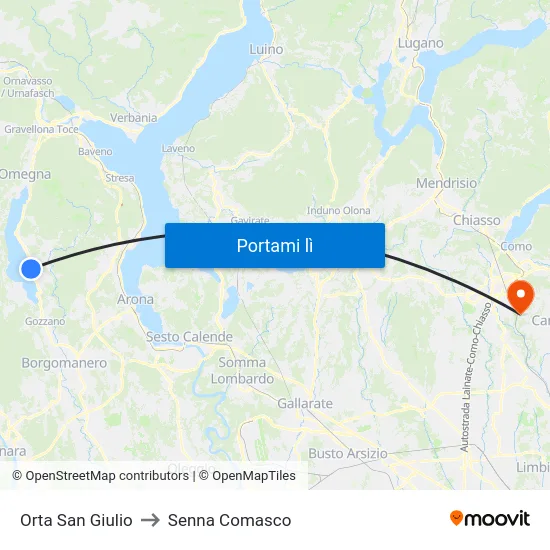 Orta San Giulio to Senna Comasco map
