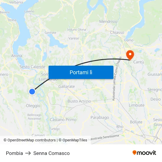 Pombia to Senna Comasco map