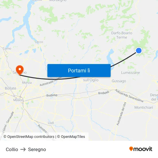 Collio to Seregno map