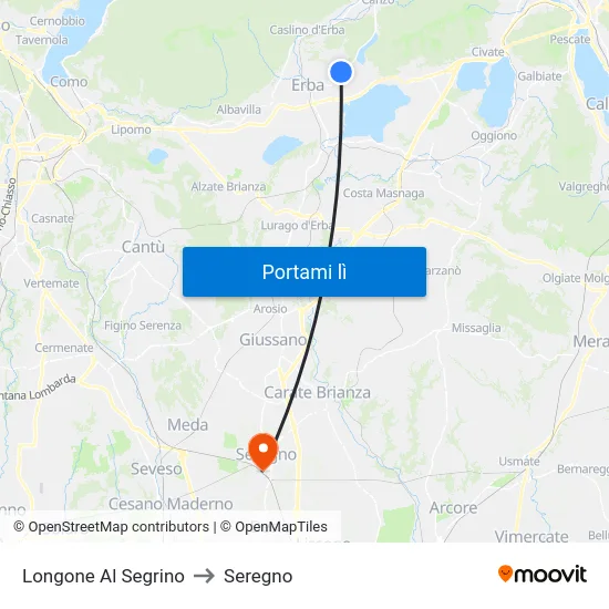 Longone Al Segrino to Seregno map