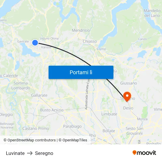 Luvinate to Seregno map