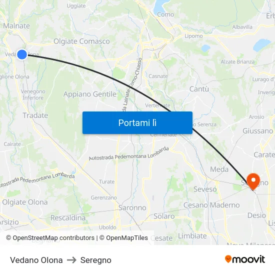 Vedano Olona to Seregno map