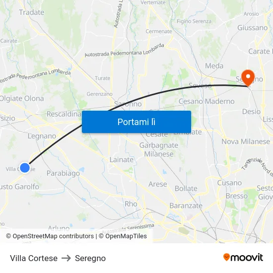 Villa Cortese to Seregno map