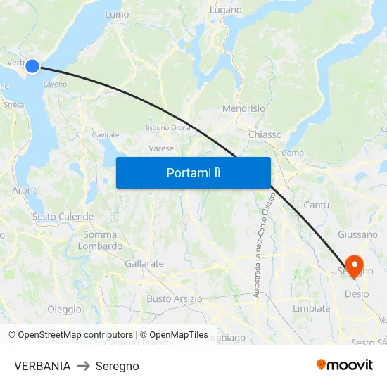 VERBANIA to Seregno map