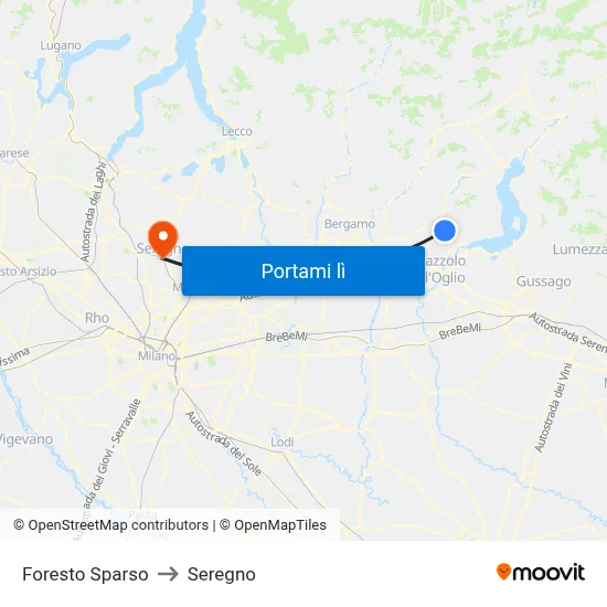 Foresto Sparso to Seregno map