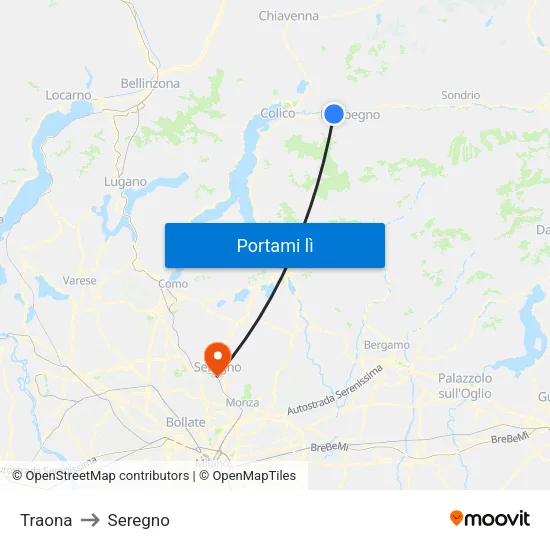 Traona to Seregno map