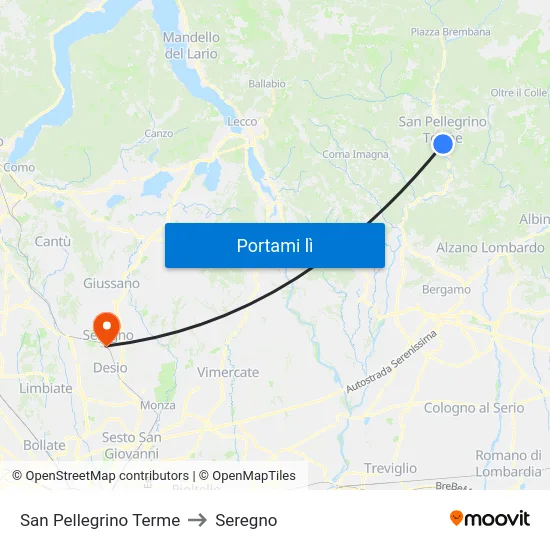 San Pellegrino Terme to Seregno map