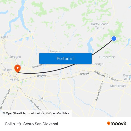 Collio to Sesto San Giovanni map