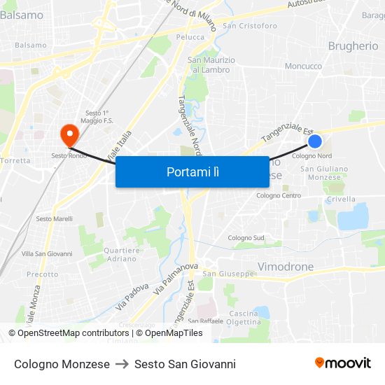 Cologno Monzese to Sesto San Giovanni map