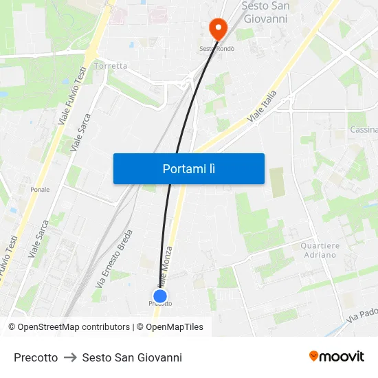 Precotto to Sesto San Giovanni map