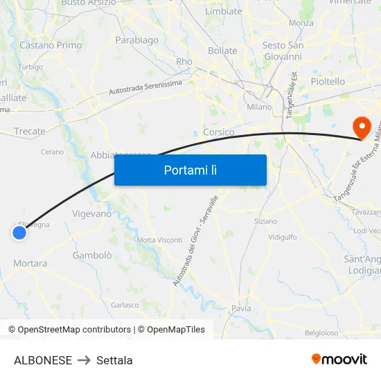 ALBONESE to Settala map
