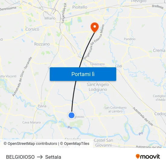 BELGIOIOSO to Settala map