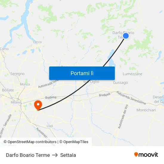 Darfo Boario Terme to Settala map