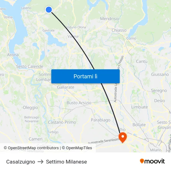 Casalzuigno to Settimo Milanese map