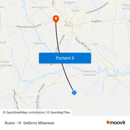 Ruino to Settimo Milanese map