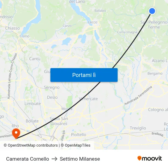 Camerata Cornello to Settimo Milanese map