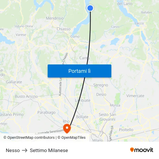 Nesso to Settimo Milanese map