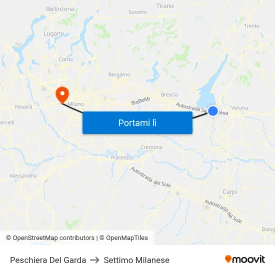 Peschiera Del Garda to Settimo Milanese map